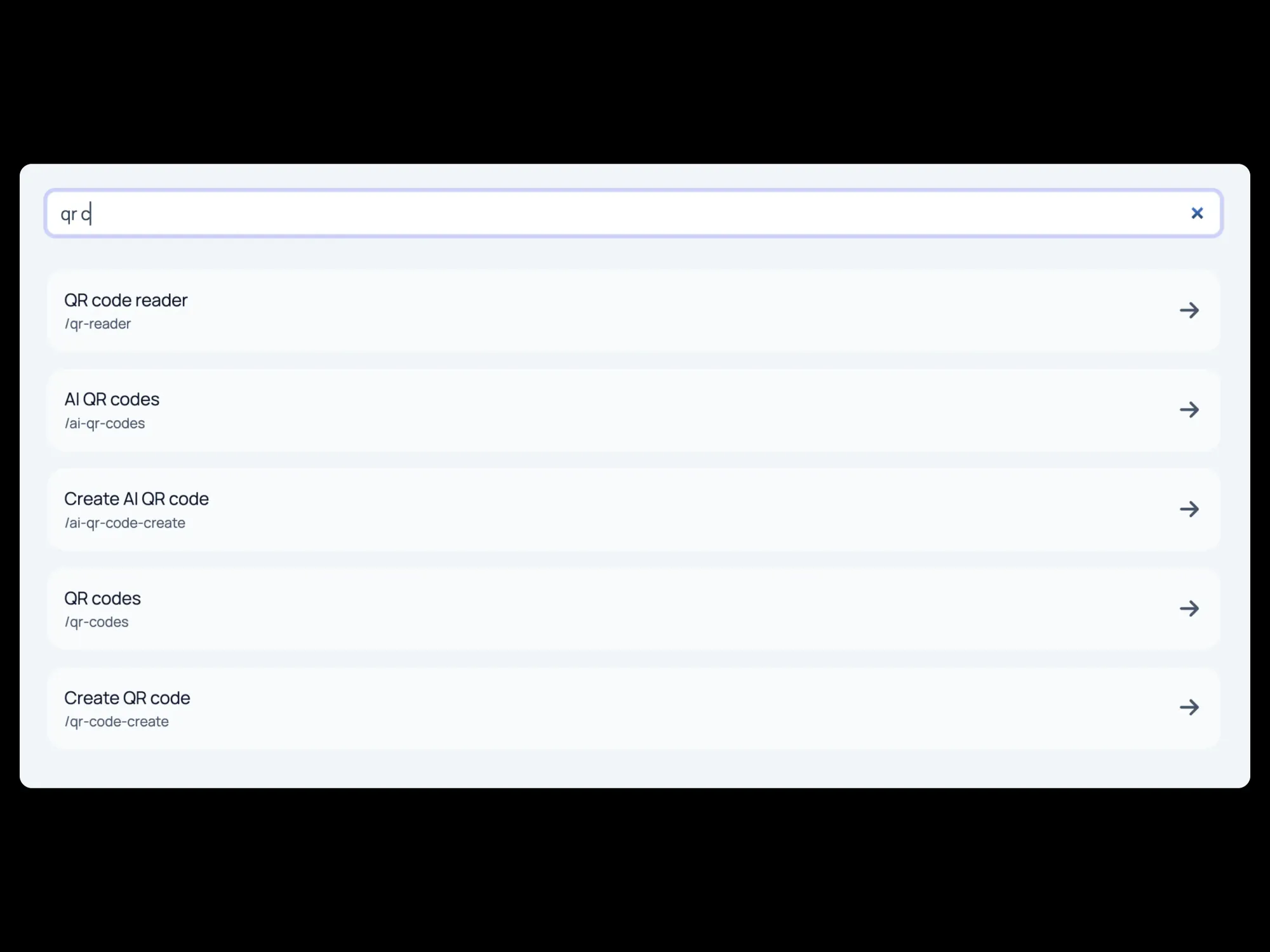 cmd + K spotlight search in sqr.co dashboard