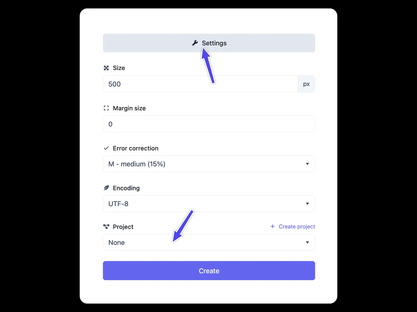 Connect QR codes to project